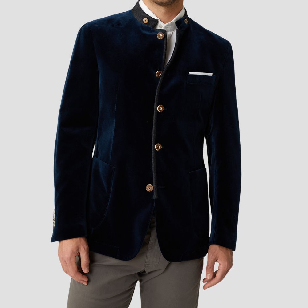 Men’s Blue Traditional Trachten Coat for Special Events