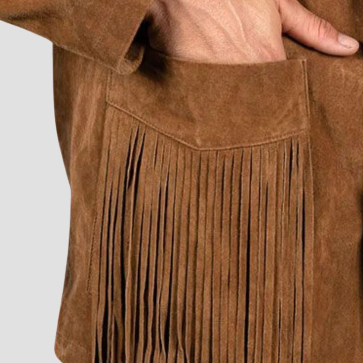 This western jacket with fringes is designed for the modern cowboy, combining style, boldness, and authenticity in one piece.