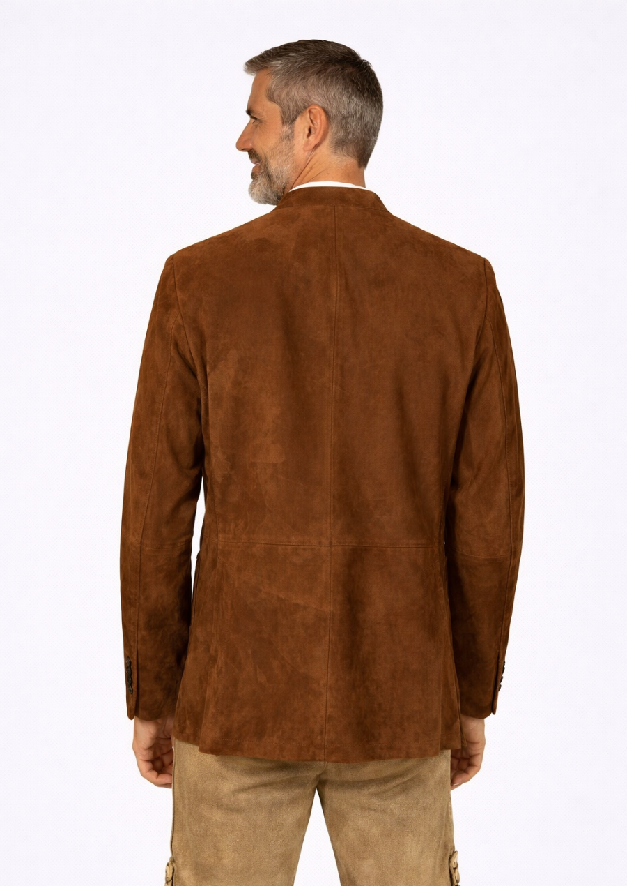 Premium brown suede trachten jacket for traditional German wear