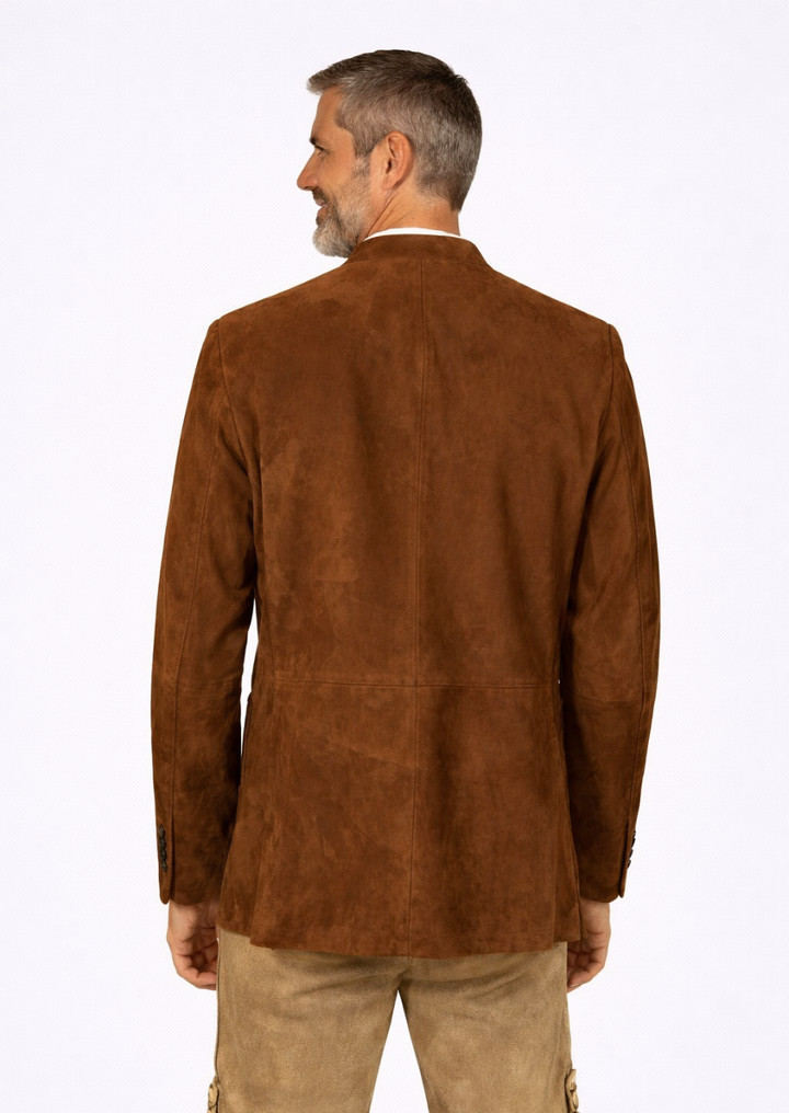 Premium brown suede trachten jacket for traditional German wear