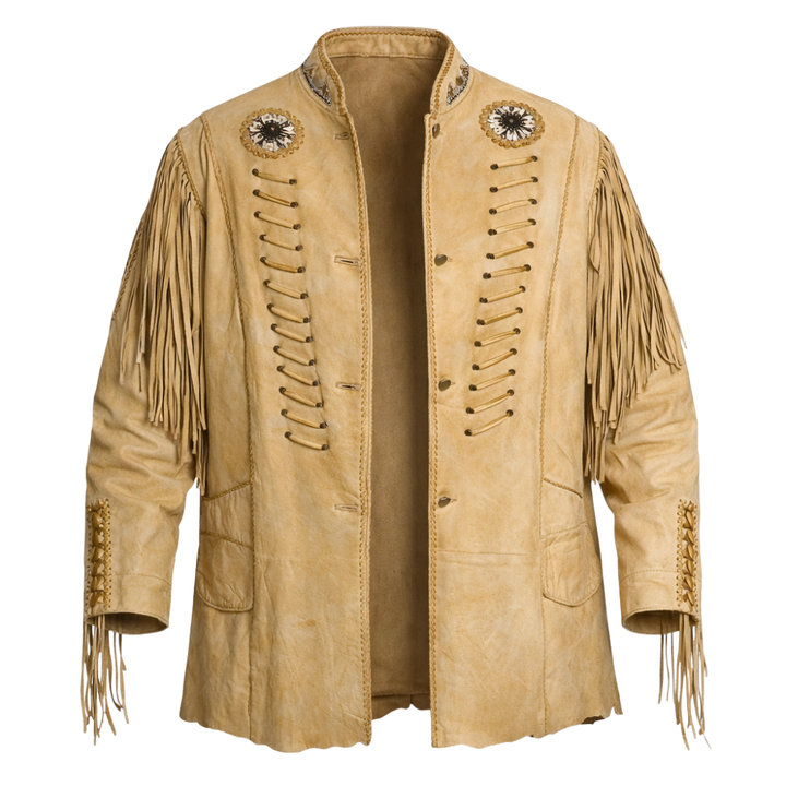 Brown western fringe jacket with tassel details