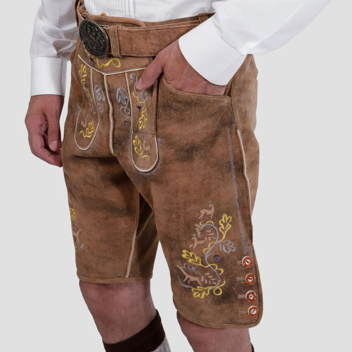 Celebrate Oktoberfest in style with these comfortable Lederhosen, complete with suspenders for a secure and classic fit.