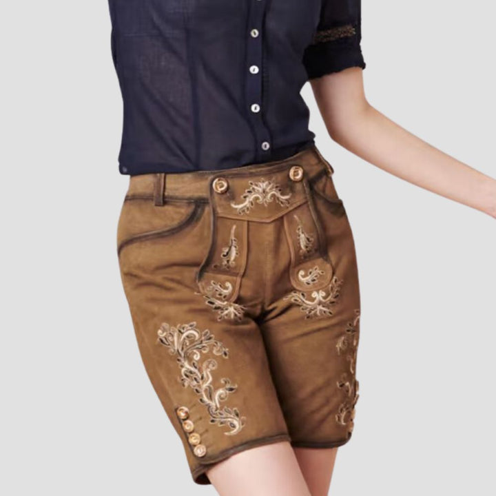 These women’s authentic lederhosen are designed for durability and style. Perfect for traditional festivals, they offer a long-lasting, high-quality fit.