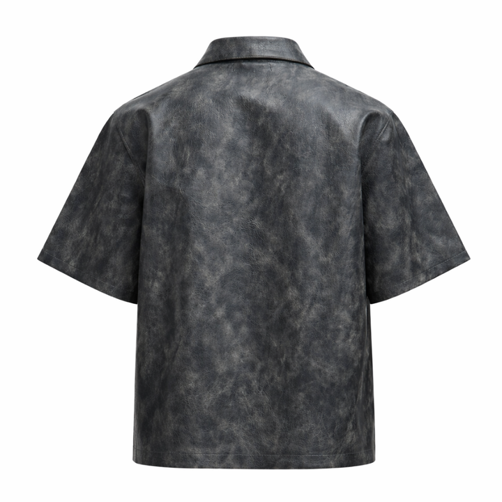 Fashionable men’s gray leather shirt vintage distressed style