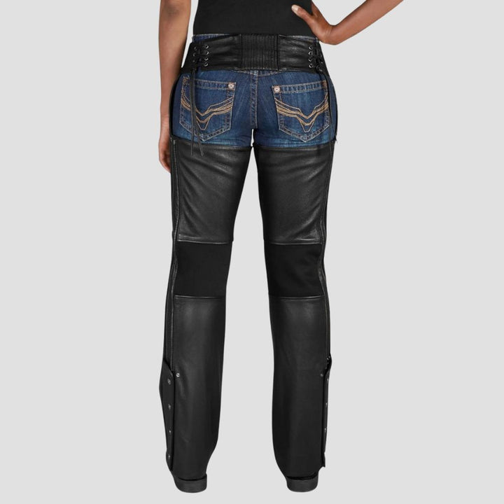 Ride in style with these chic motorcycle women’s leather chaps. Tailored for comfort and protection, they add an edgy, bold touch to your riding outfit.