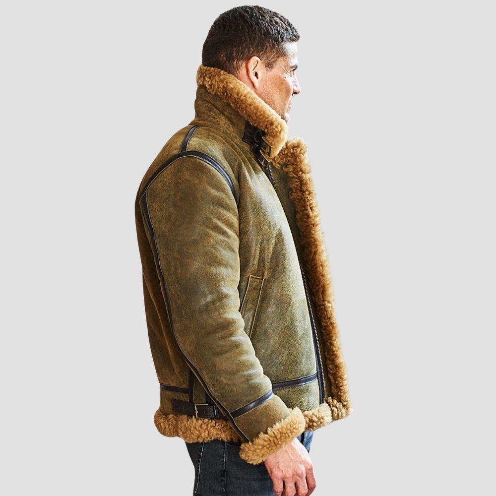 Embrace the cold in style with this classic B3 bomber jacket featuring premium shearling lining, perfect for winter fashion.