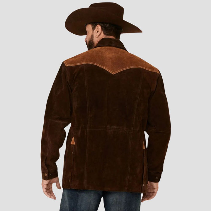 Embrace effortless western style with this suede cowboy leather jacket, designed for a relaxed yet fashionable look.