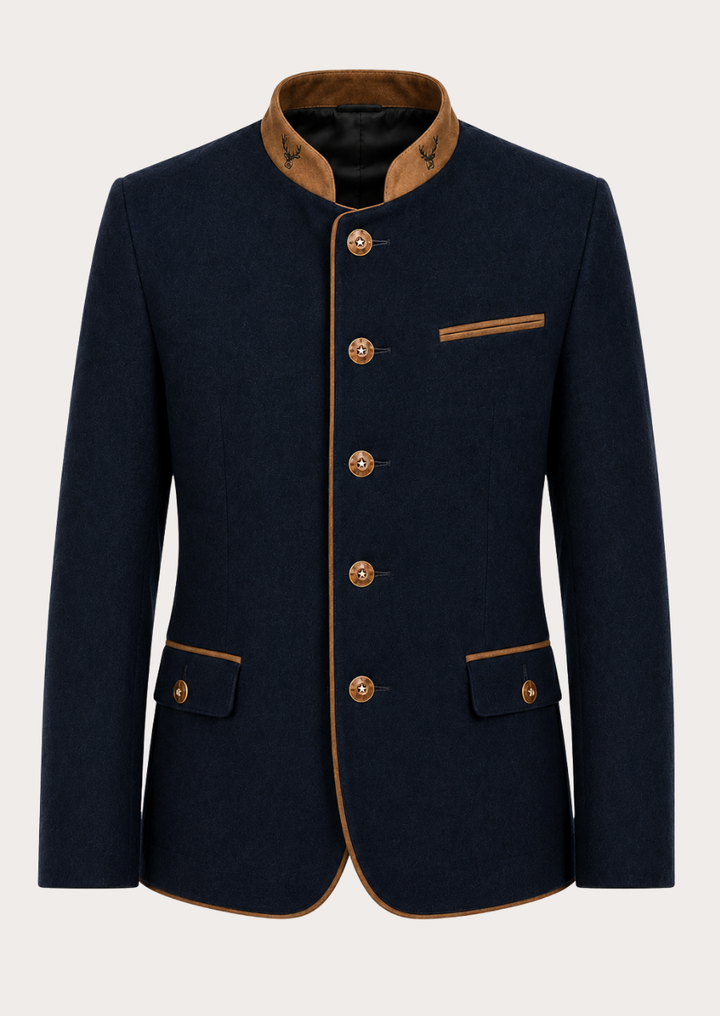 Premium Merino wool Bavarian jacket featuring a tailored fit and classic design