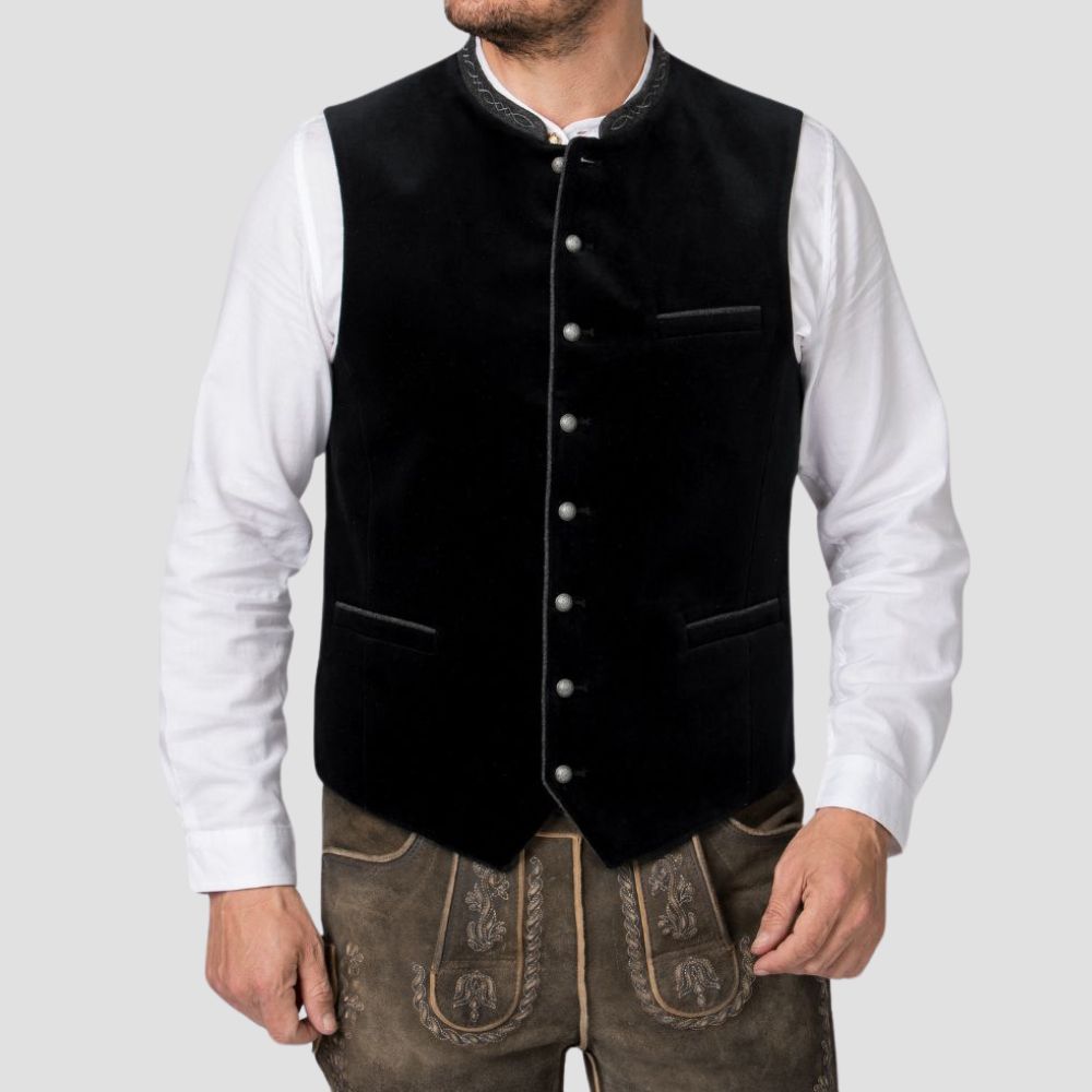 Enjoy Oktoberfest in comfort and style with this Trachten vest, designed for a perfect fit and traditional Bavarian flair.