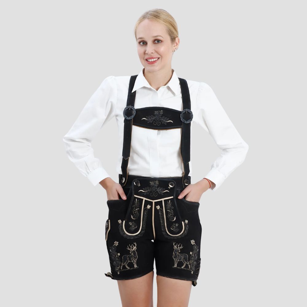 Stay comfortable at Bavarian events with these women’s lederhosen. Crafted with soft materials and a relaxed fit, they’re great for cultural festivals and Oktoberfest.
