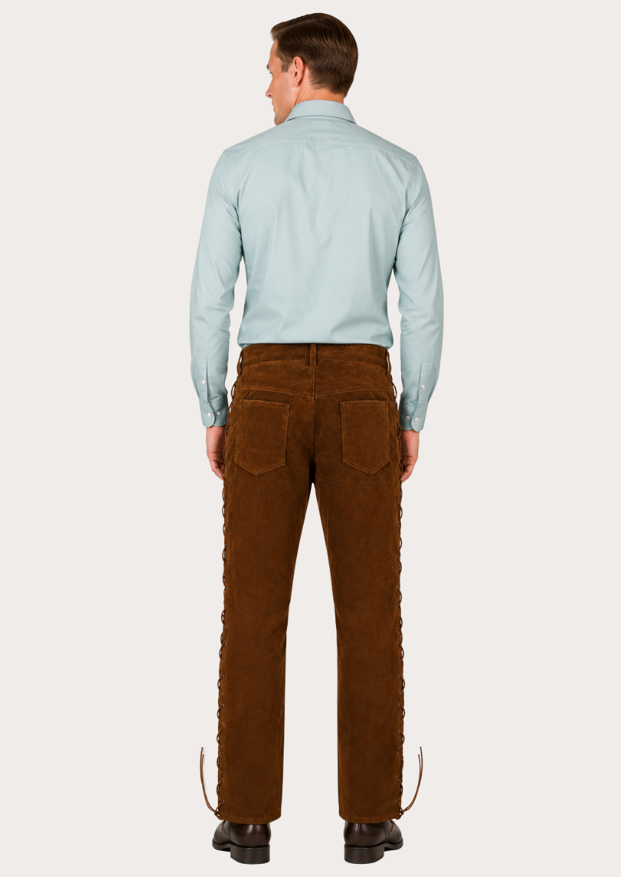 men suede leather cowboy pant 