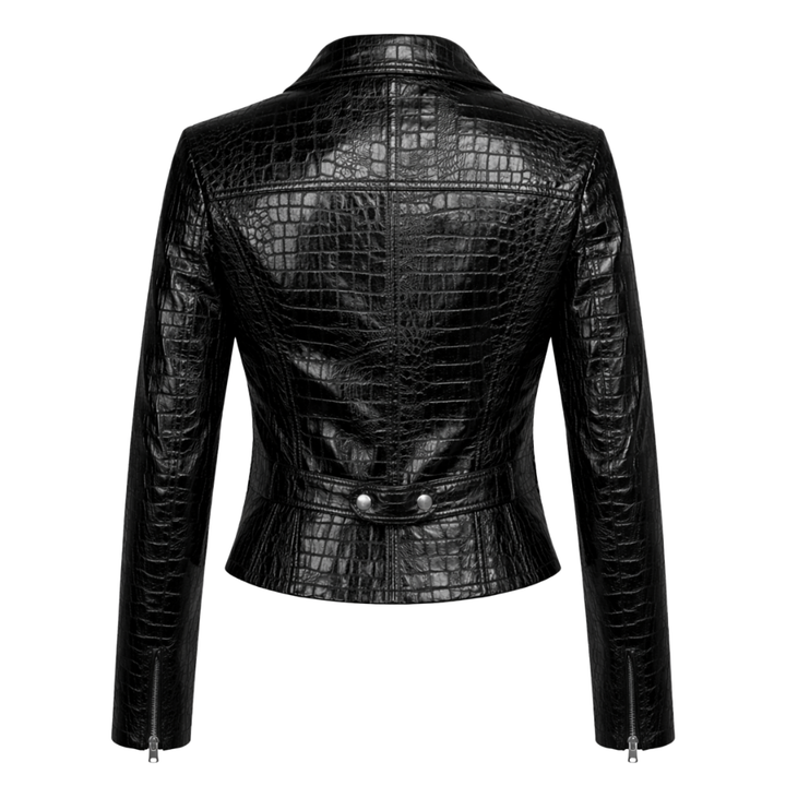 Women’s biker jacket made from premium crocodile leather