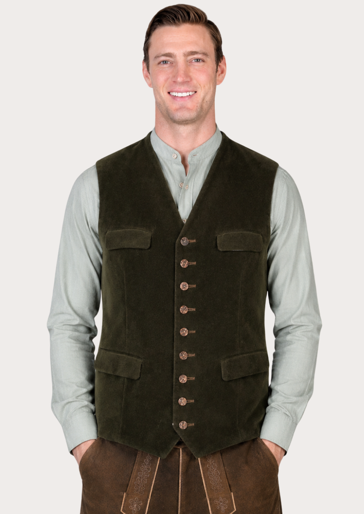 Custom men's Trachten vest tailored for Oktoberfest and Bavarian events