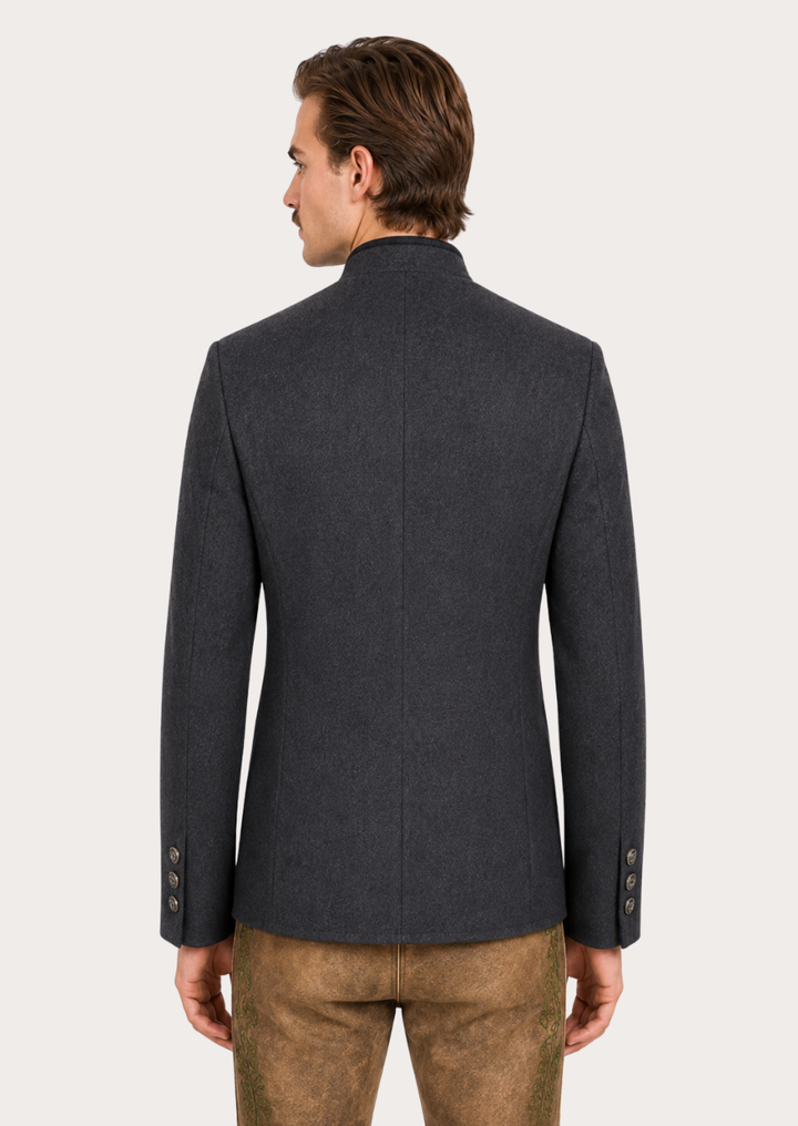 Premium Merino wool Trachten coat featuring an elegant double-breasted design