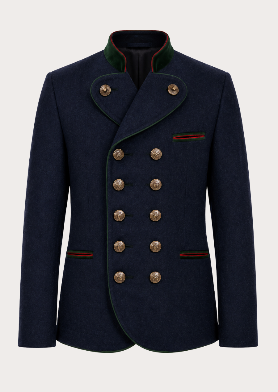 Premium Austrian Trachten jacket in navy blue for Oktoberfest and cultural events