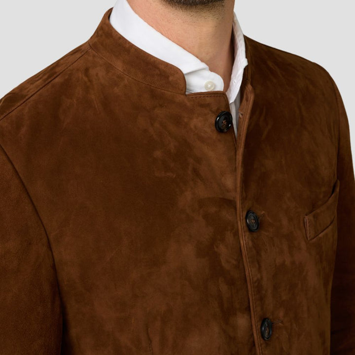 Authentic Men’s Brown Suede Coat for Cultural Celebrations