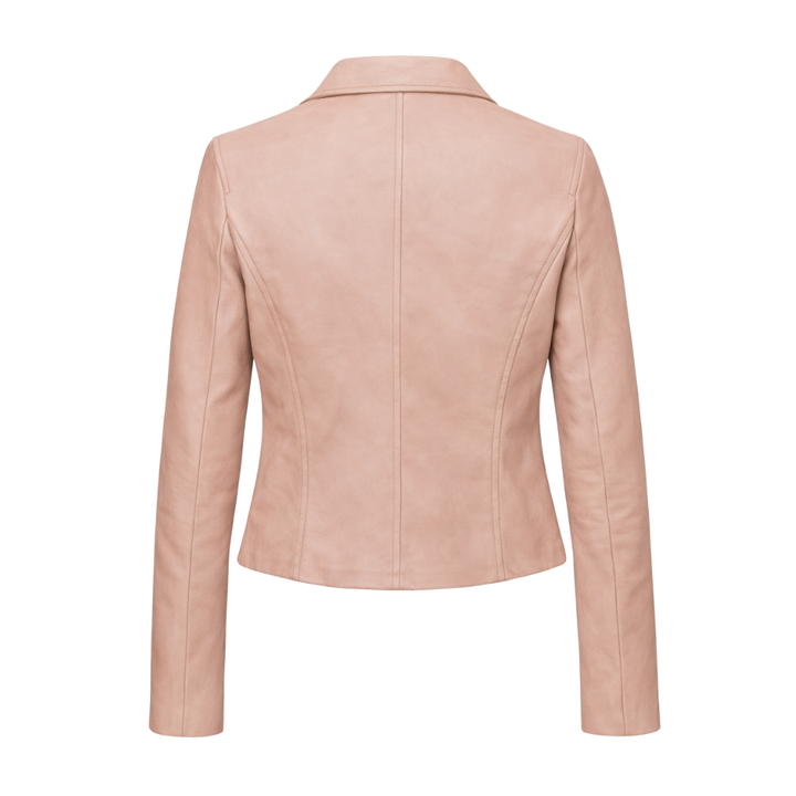 Beige leather riders jacket for women formal fashion and style