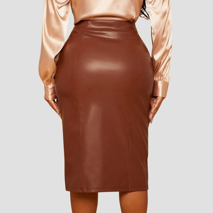 Fashionable leather skirt for ladies, perfect for making a statement at parties.