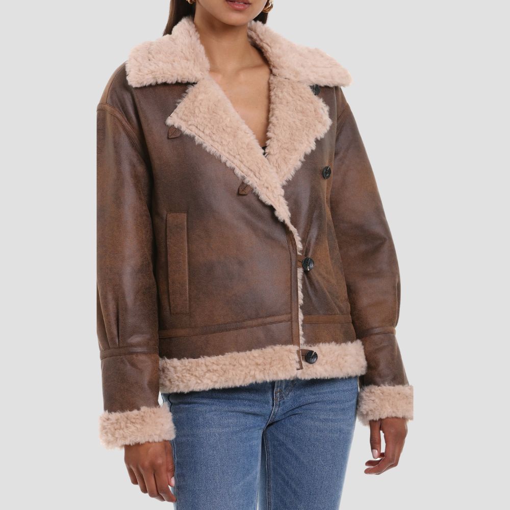 Elevate your winter wardrobe with a high-quality B3 bomber leather jacket for women. Designed for cold weather, this jacket combines premium leather and cozy shearling for ultimate comfort.