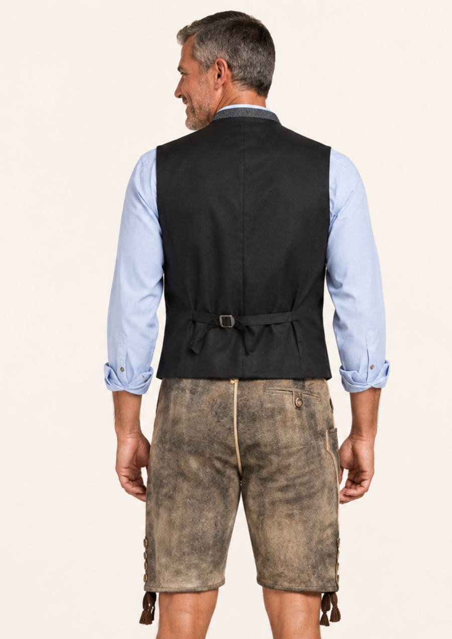 German Trachten shorts made of premium suede leather with detailed floral embroidery design