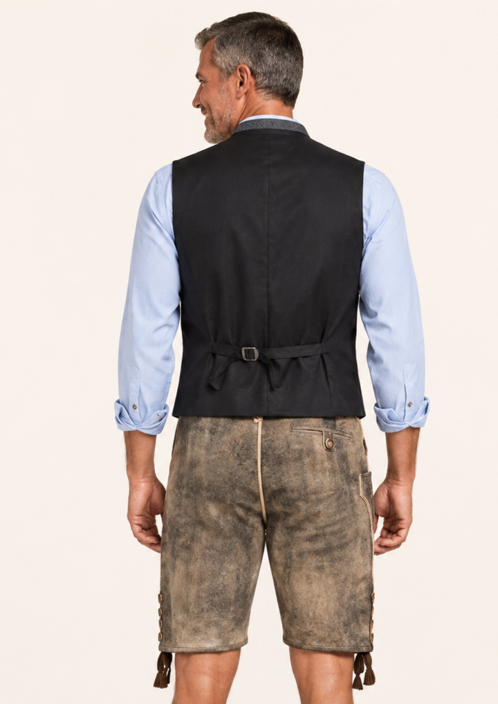 German Trachten shorts made of premium suede leather with detailed floral embroidery design