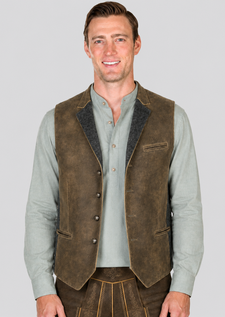 Premium goat leather Oktoberfest waistcoat designed for cultural festivals and heritage wear