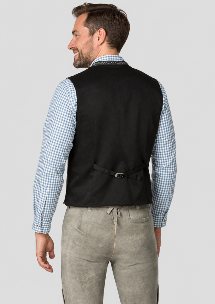 Traditional German Trachten Vest in Premium Gray Wool