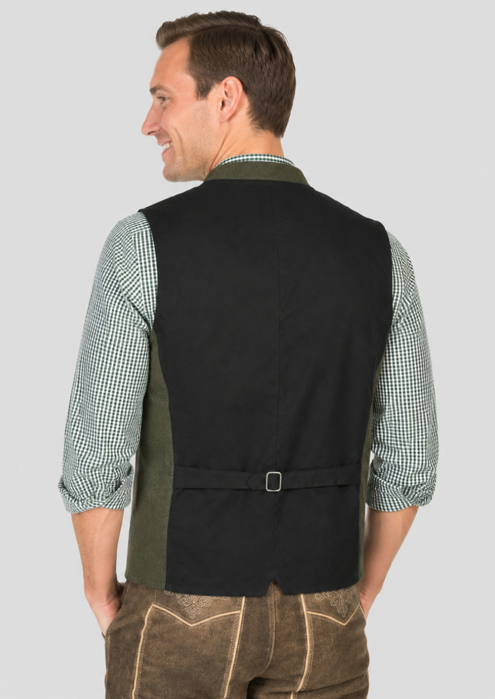 Premium green Trachten vest ideal for Lederhosen outfits and cultural events