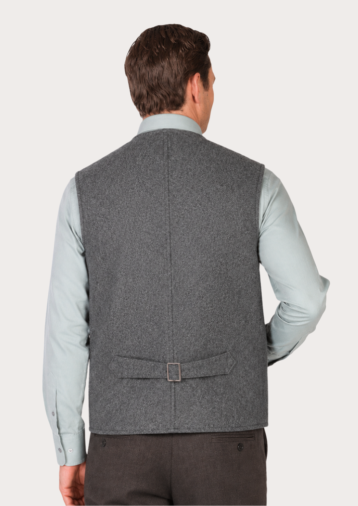 Classic grey Loden waistcoat for men inspired by authentic Austrian heritage fashion