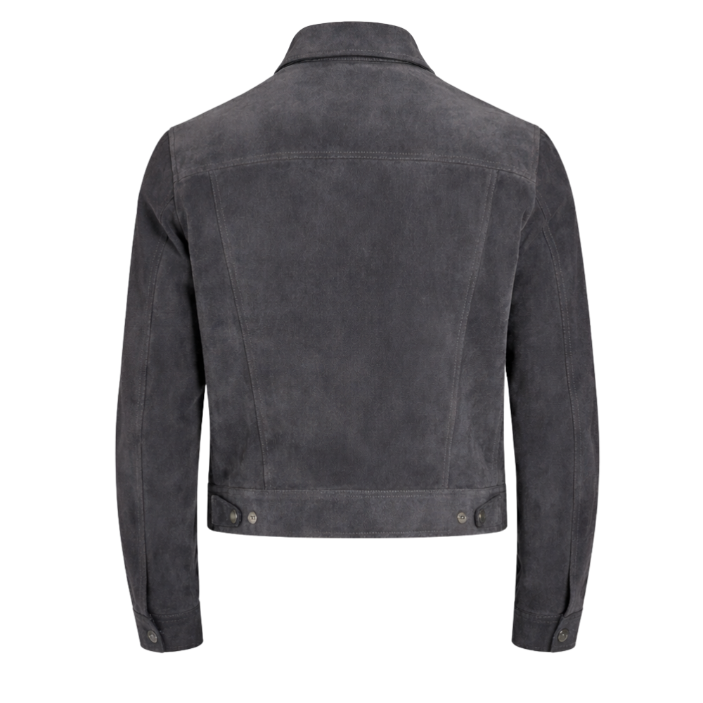 grey suede trucker jacket for men