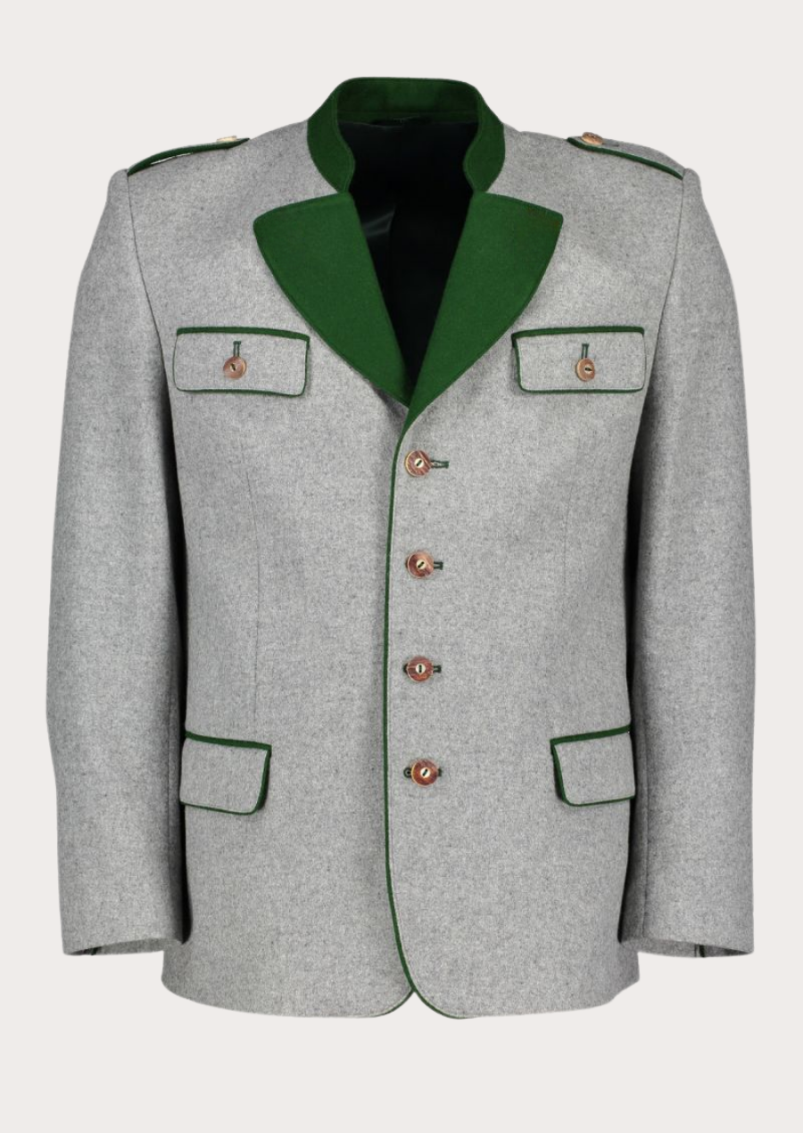Grey wool Trachten coat for men designed for Oktoberfest and cultural celebrations