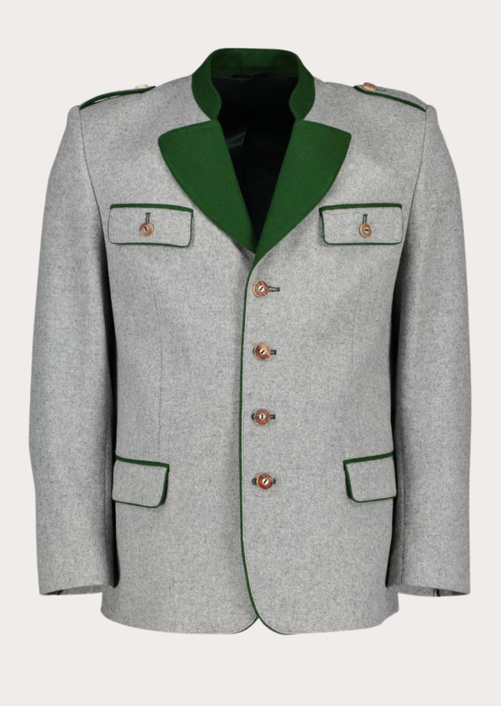 Grey wool Trachten coat for men designed for Oktoberfest and cultural celebrations