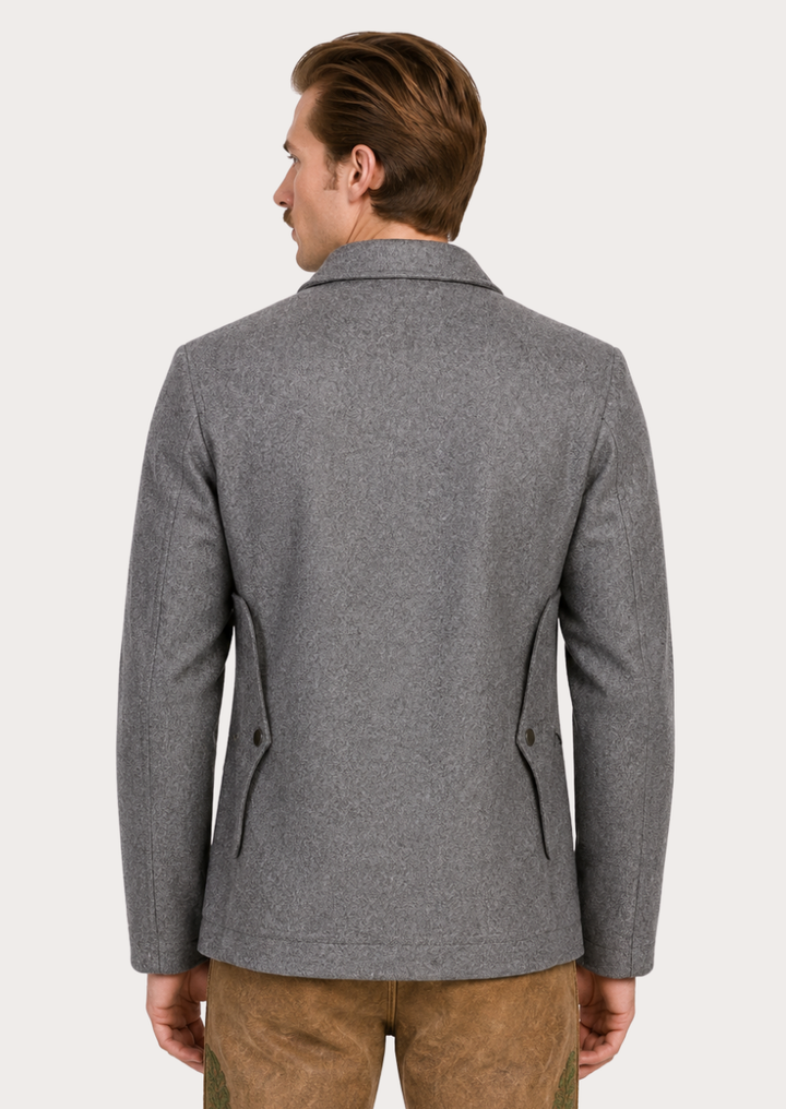 Elegant Tyroler hunting coat crafted from durable grey wool for men