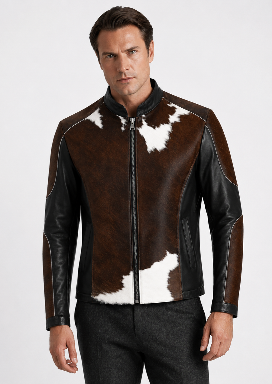 Authentic pony skin leather jacket for men in western fashion style
