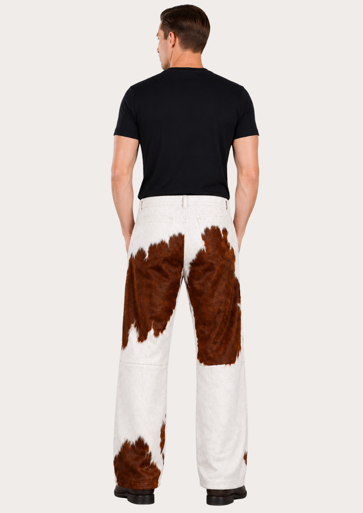 Men’s Western-style leather trousers combining durability, comfort, and rustic craftsmanship