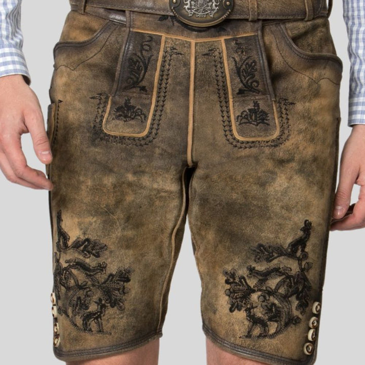 Crafted with comfort in mind, these men’s Lederhose are ideal for all-day wear at Oktoberfest and cultural events.