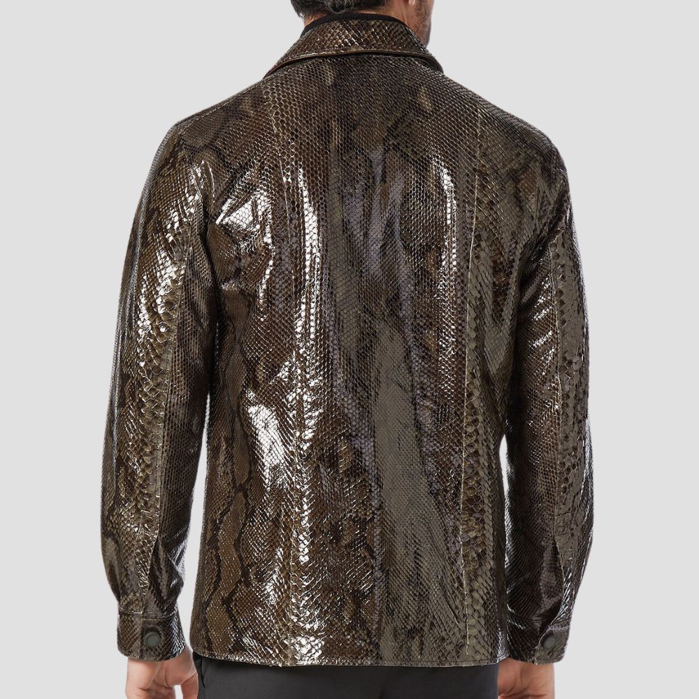 Embrace bold styling with this high-quality snakeskin leather shirt, ideal for fashion-forward men who want to stand apart from the crowd.