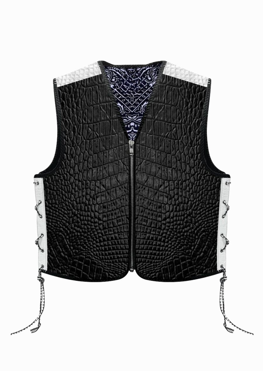 Leather biker vests for men with rugged motorcycle style