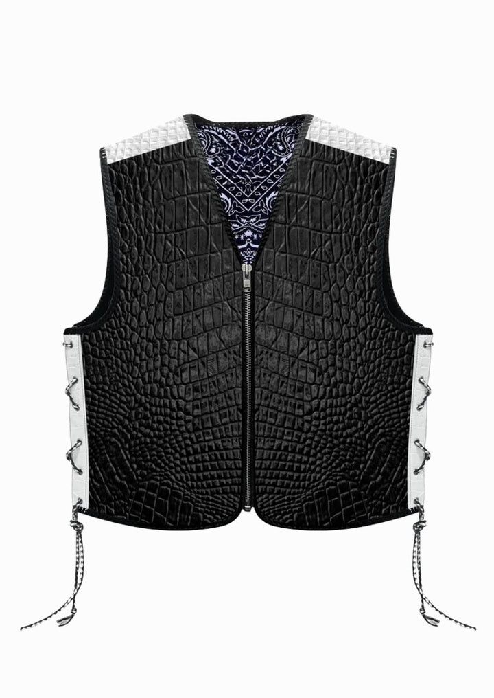 Leather biker vests for men with rugged motorcycle style