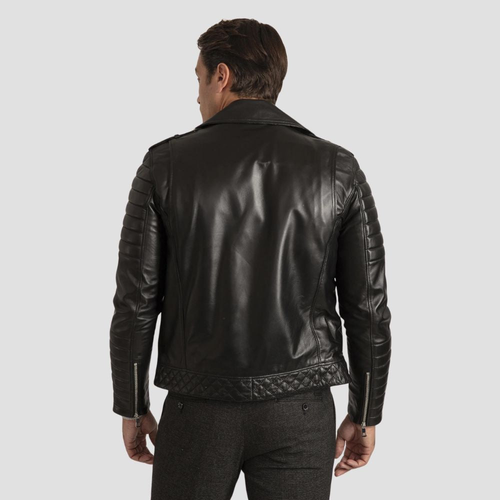 The ultimate blend of style and function, this contemporary leather motorcycle jacket is a must-have for any trendsetter.