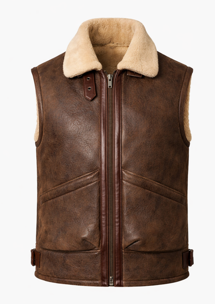 Leather vest with fur for warm and stylish winter fashion