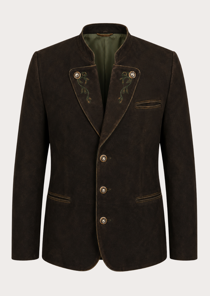 Authentic Bavarian leather Trachten jacket for men inspired by Alpine heritage
