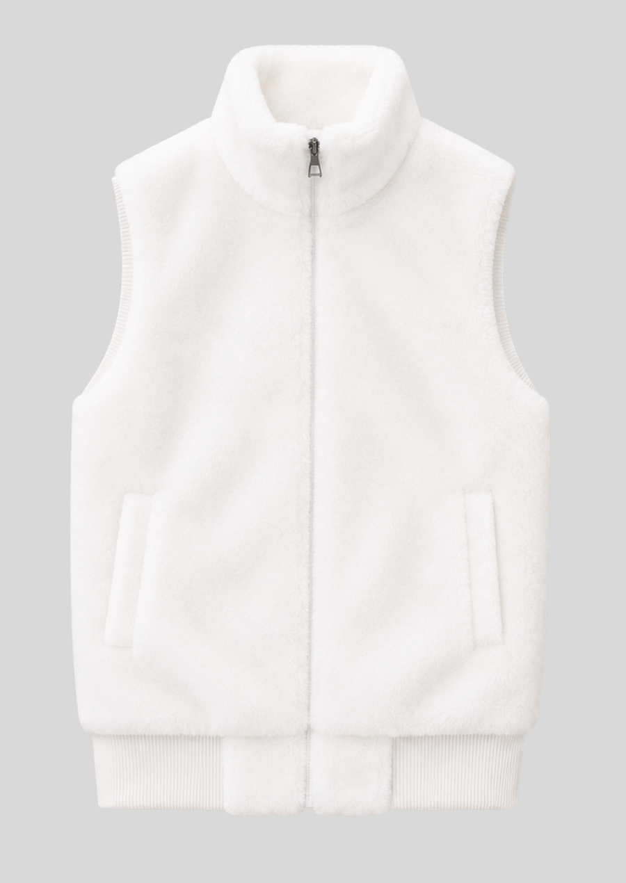 Men's luxury faux fur gilet with stand collar and cozy winter styling