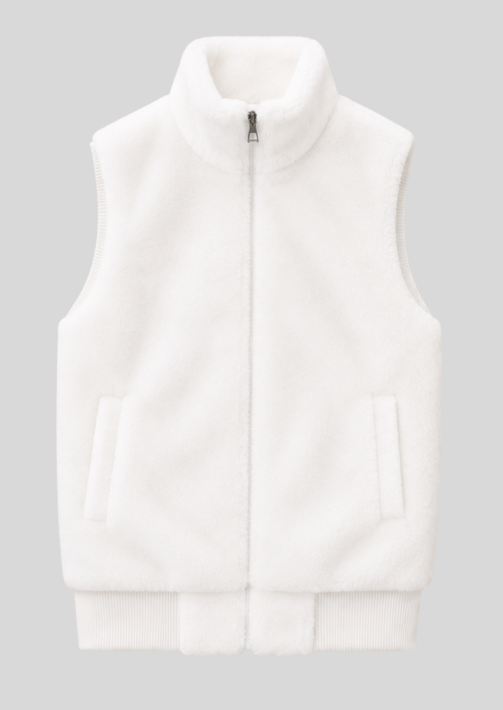 Men's luxury faux fur gilet with stand collar and cozy winter styling
