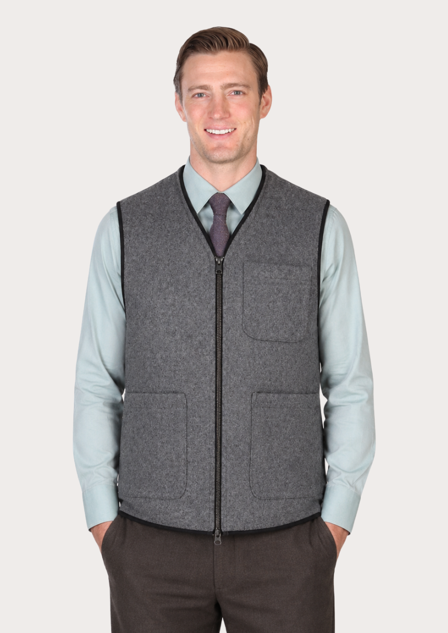 Grey Loden vest for men crafted as a traditional Austrian wool waistcoat
