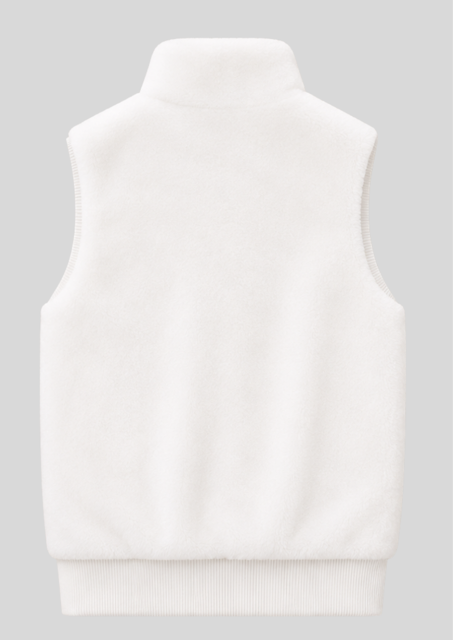 White winter vest crafted from ultra-soft faux fur for everyday comfort