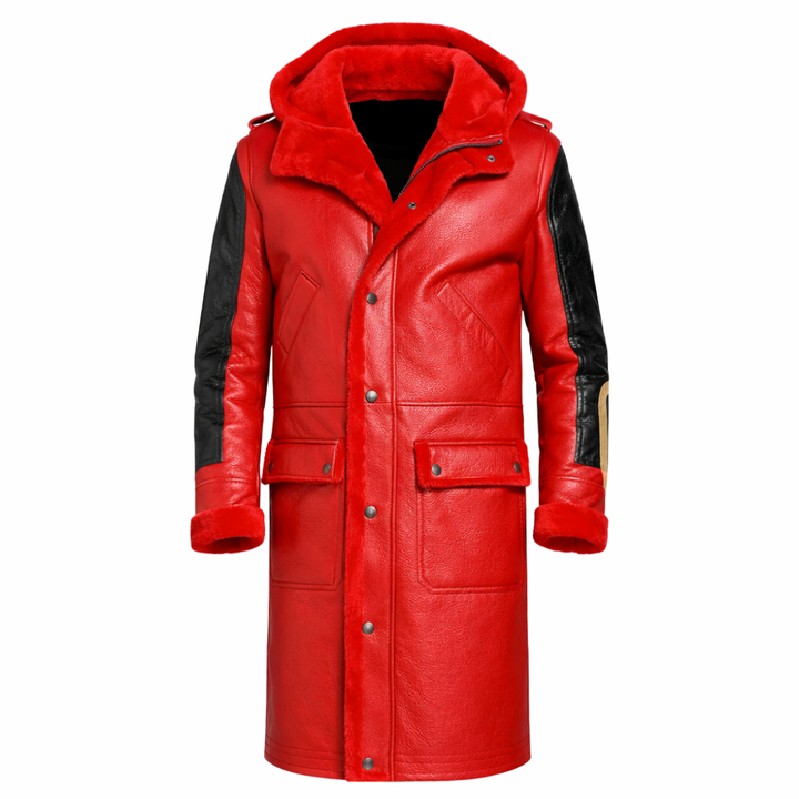 Men B3 bomber shearling red leather coat for winter wear