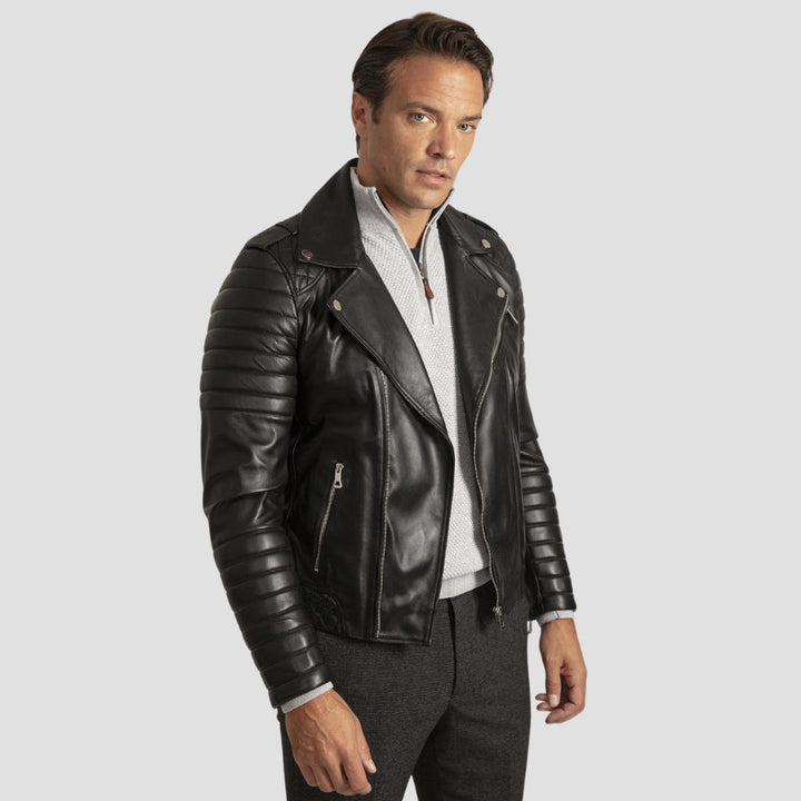 Crafted for style and comfort, this modern leather motorcycle jacket adds a sleek edge to any outfit.