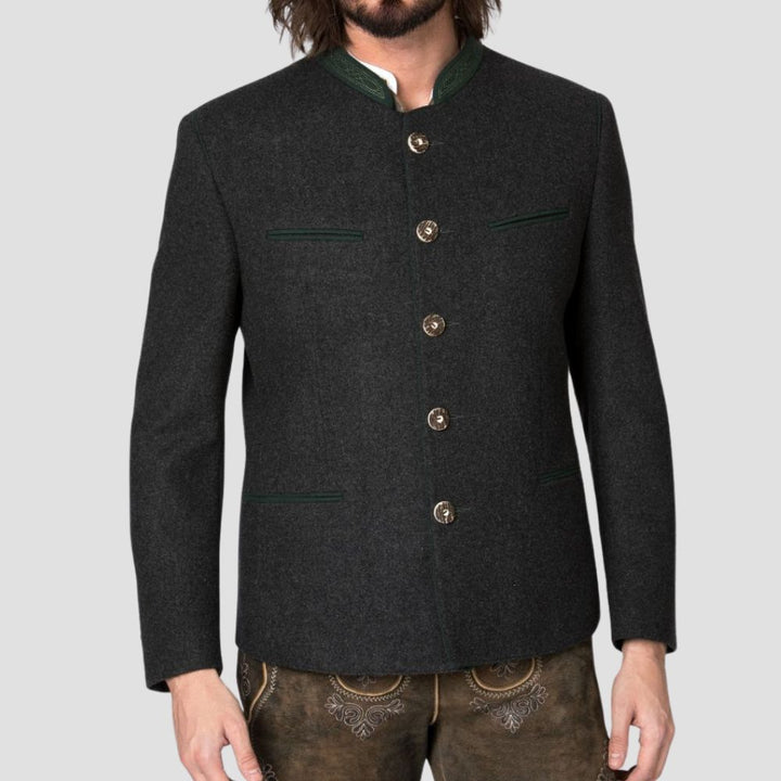 Traditional Bavarian Black Trachten Jacket for Men