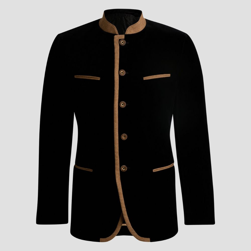 Premium Black Velvet Trachten Jacket for Men